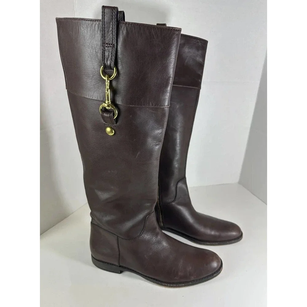 Coach Martta Tall Riding Boots Brown Leather Shoes Women's Size 8.5 B - Picture 8 of 16